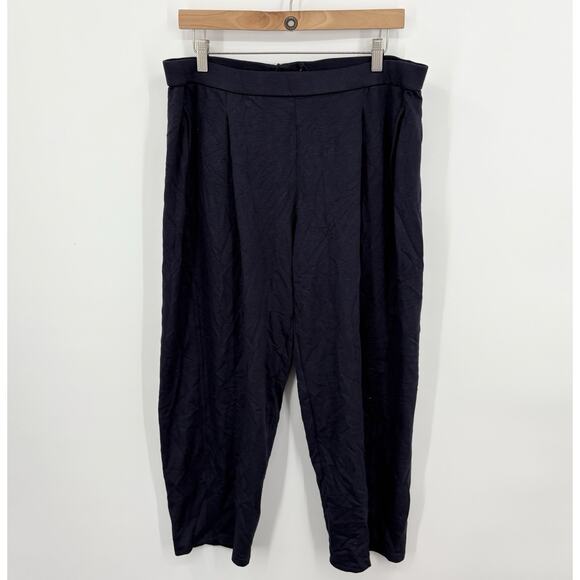 Eileen Fisher Pants Large Wool Tencel Soft Stretch Lagenlook Pull On Pockets - Picture 1 of 9